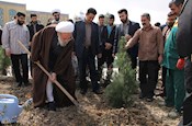 مراسم کاشت نهال، در جوار دو شهید گمنام مدفون در مؤسسه دارالحدیث